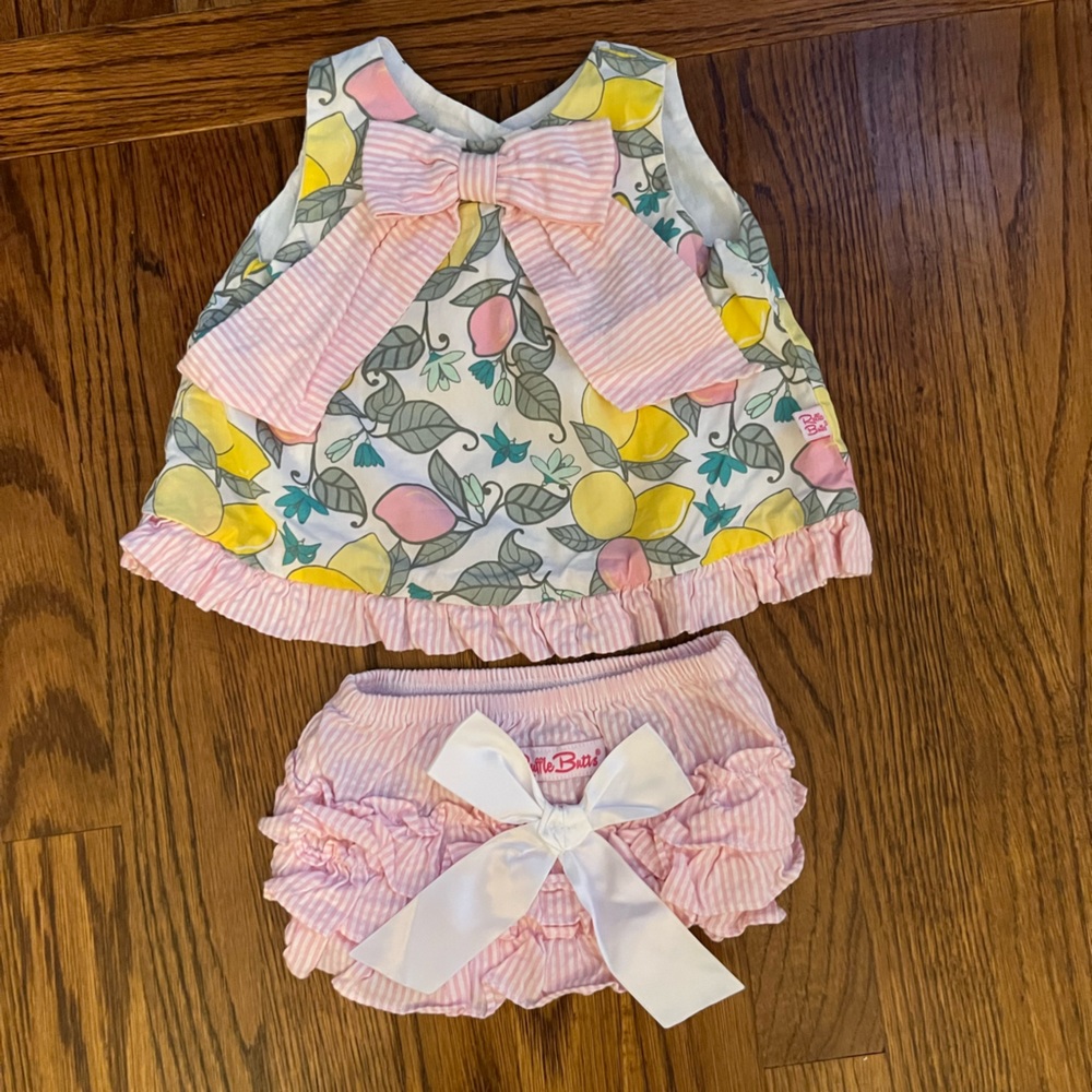 RuffleButts Lemon and Pink outfit